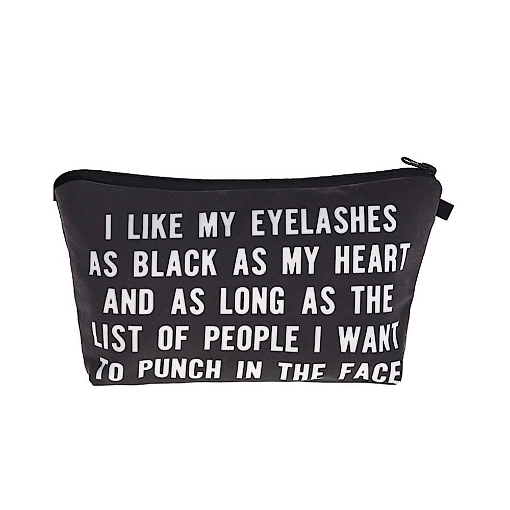 NEW My Eyelashes As Black As My Heart Cosmetic Bag - Picture 1 of 4